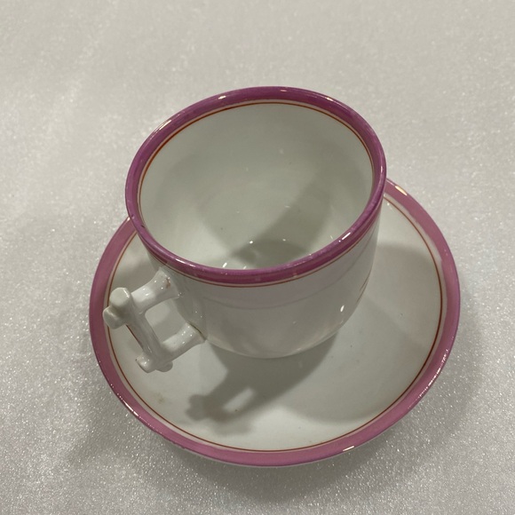 German Antique “Remember Me”Teacup and Saucer Pink Banded Hand Painted Beauty - Picture 10 of 13